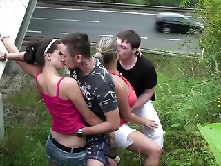 Cum On Big Tits In Public Sex Threesome Gang Bang Foursome